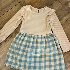 Carter's Cream and Blue Plaid Kids Dress